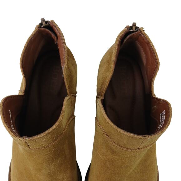 Born SZ 8 Brie Bootie Taupe Distressed Suede Boho Hippie Festival Concert Fall - Picture 7 of 9